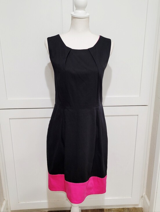 Calvin Klein Dresses & Skirts - Calvin Klein Black Midi Dress with Pink Hem | Size 12